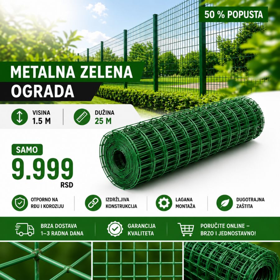METALNA ZELENA OGRADA -25 Mx1.5 M