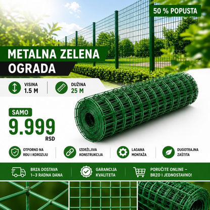 METALNA ZELENA OGRADA -25 Mx1.5 M