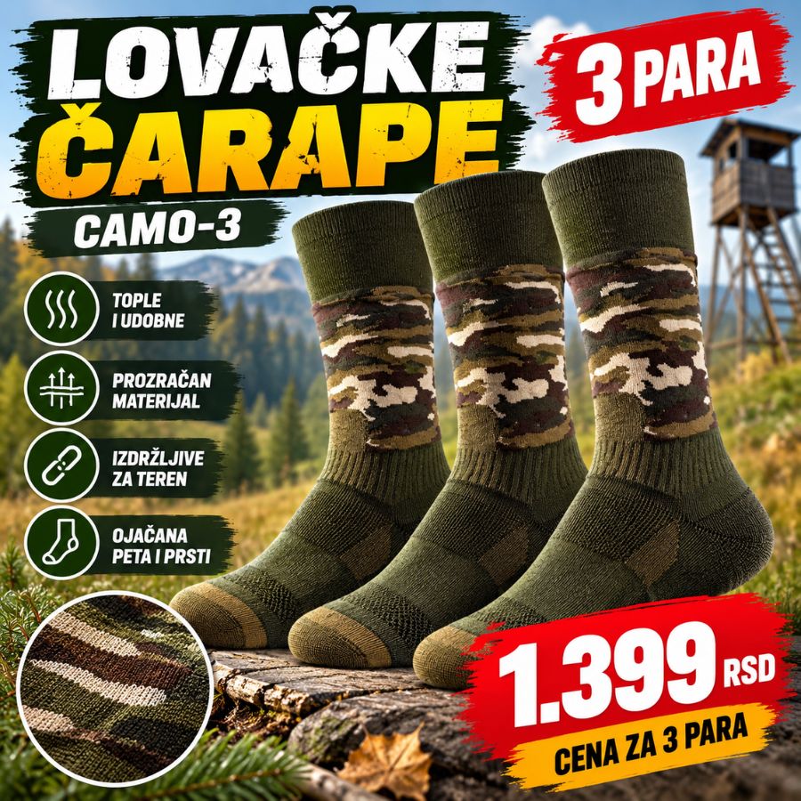 LOVAČKE ČARAPE CAMO-3 PARA